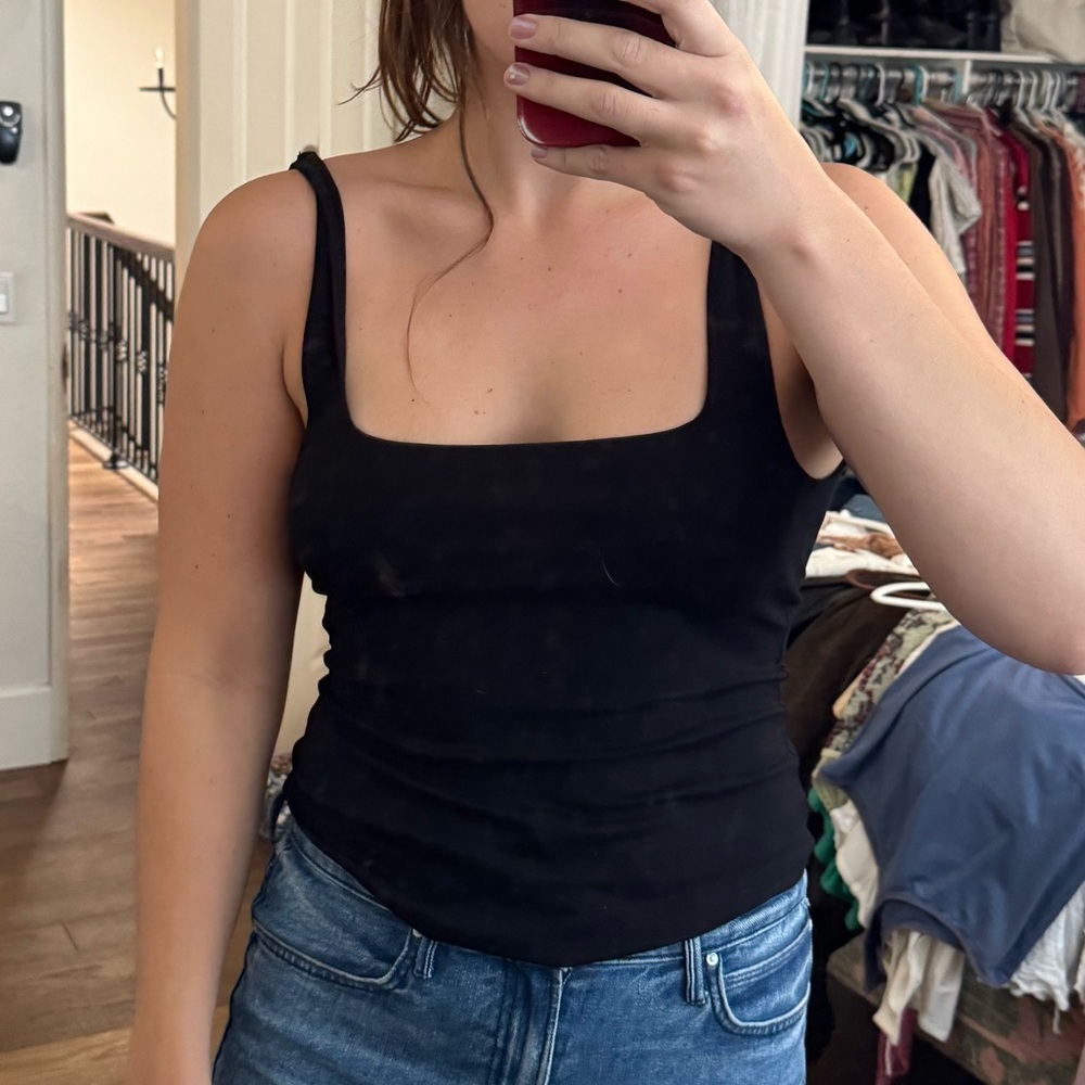 Free People Black Fitted tied / bow body suit